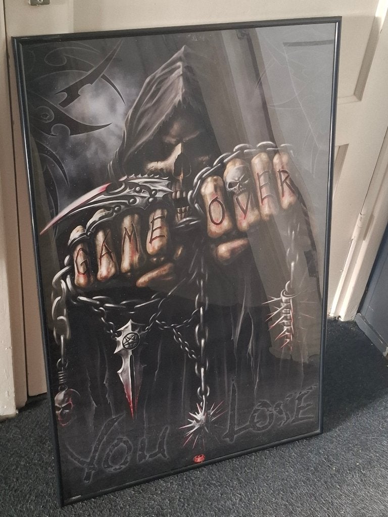 Gothic Poster "Game Over" - Inclusief Wissellijst, Ophalen, Met lijst, Deurposter of groter, Overige onderwerpen