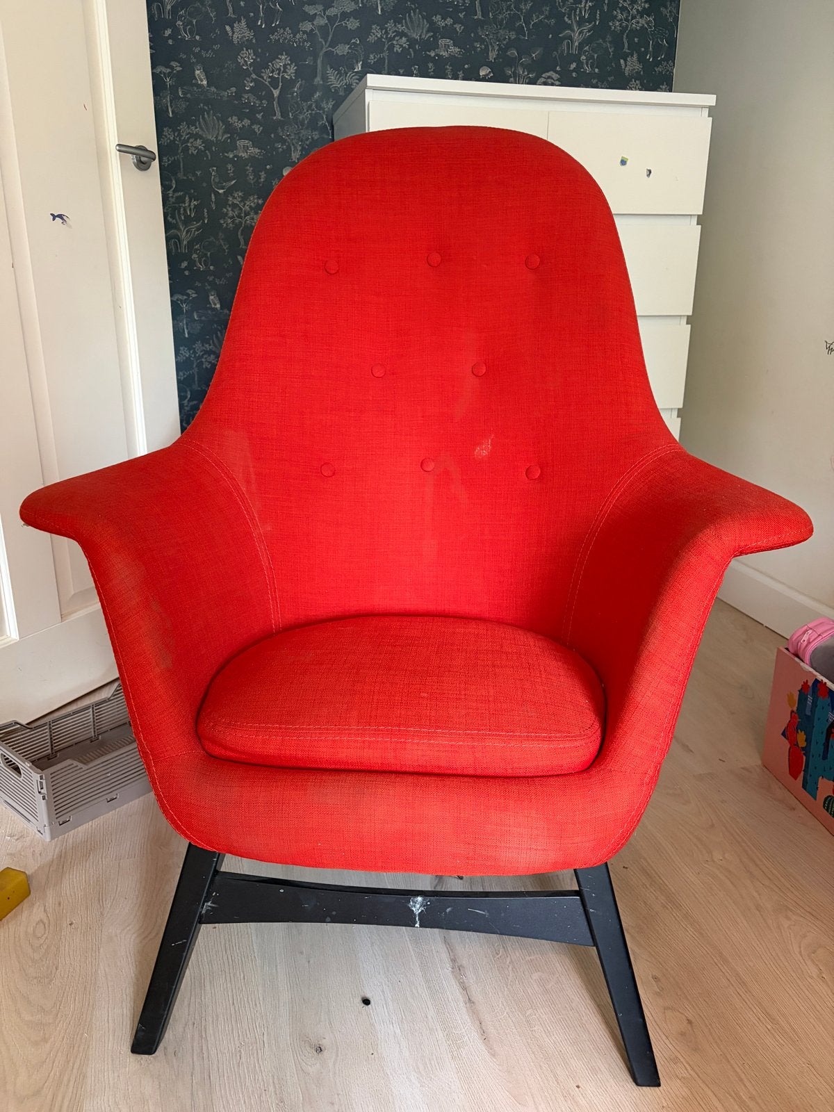 Fauteuil oranjerood ikea, Huis en Inrichting, Stoelen, Ophalen, Gebruikt, Rood, Eén