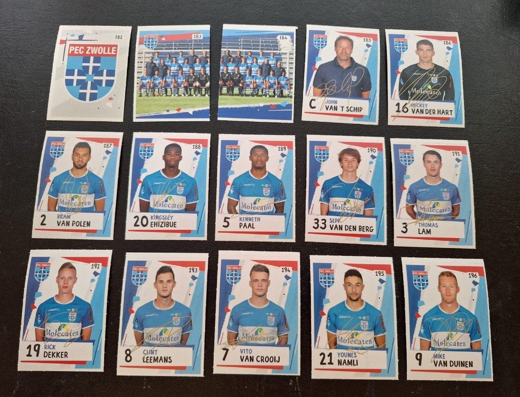 Complete set stickers PEC Zwolle 2018-19, Ophalen of Verzenden, Zo goed als nieuw, Overige binnenlandse clubs, Poster, Plaatje of Sticker