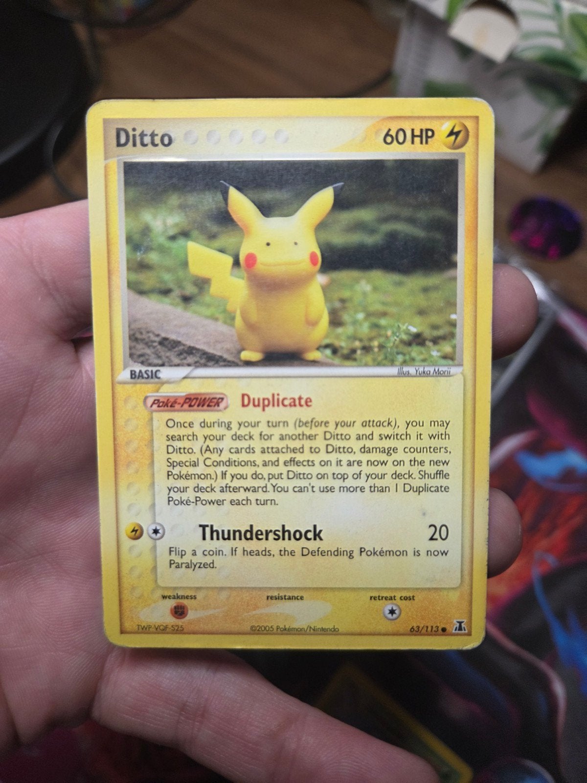 Ditto Pikachu 63/113 EX Delta Species Goldstar era 2005, Ophalen of Verzenden, Zo goed als nieuw, Losse kaart