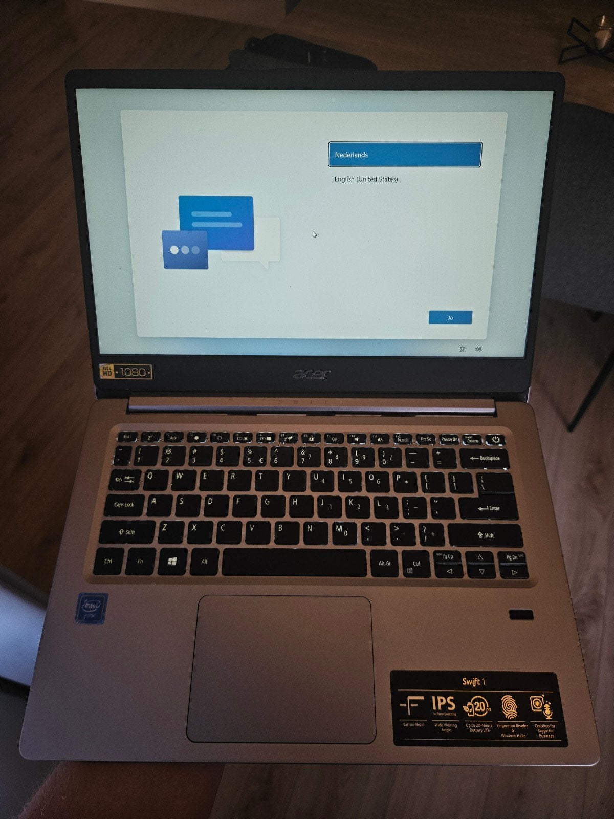 Nette Acer Swift 1 met vingerafdruksensor, Computers en Software, Windows Laptops, 128gb, Gebruikt, 2 tot 3 Ghz, Qwerty