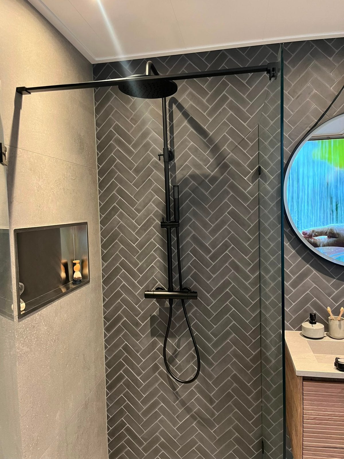 Regendouche wiesbaden mat zwart showroom uitverkoop!, Ophalen, Nieuw, Douche