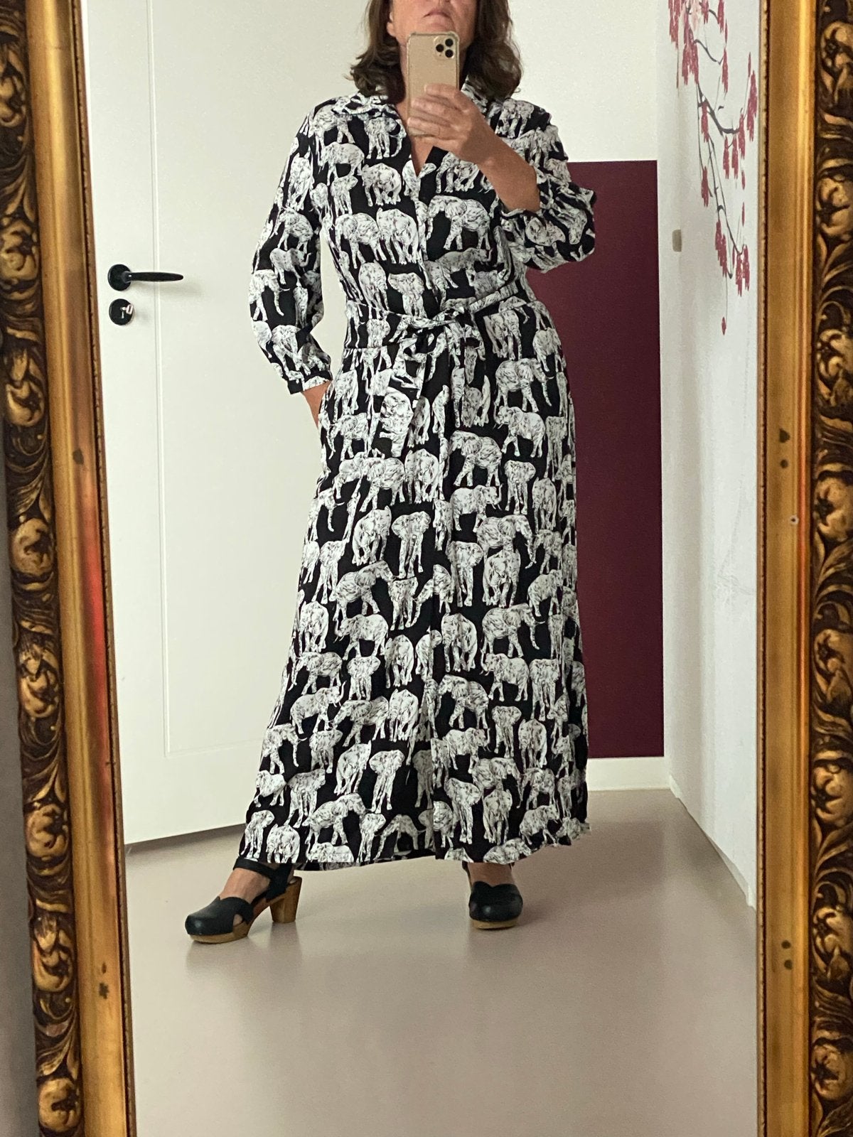 Caroline Bliss maxi jurk met olifantenprint, maat 40, Kleding | Dames, Jurken, Maat 38/40 (M), Zwart, Ophalen of Verzenden, Zo goed als nieuw