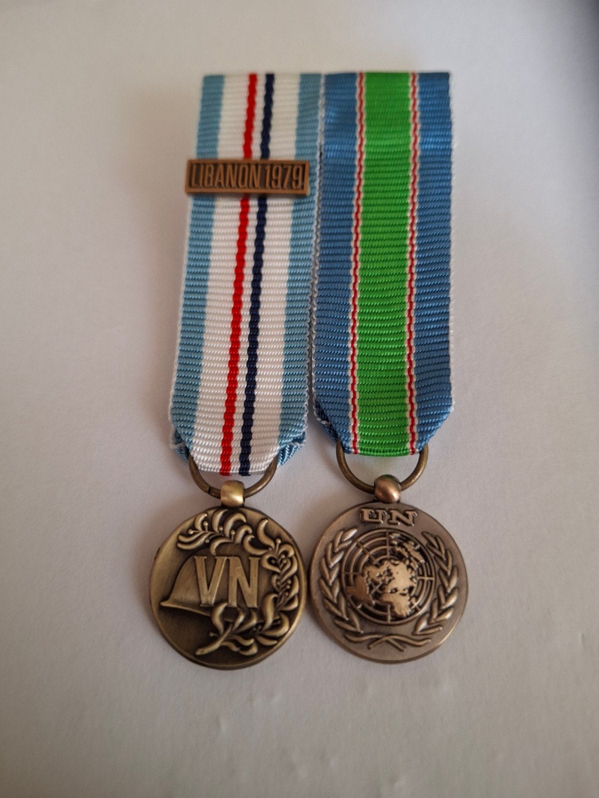 Medaille setje UNIFIL Libanon miniatuur, Ophalen of Verzenden, Landmacht, Nederland, Lintje, Medaille of Wings