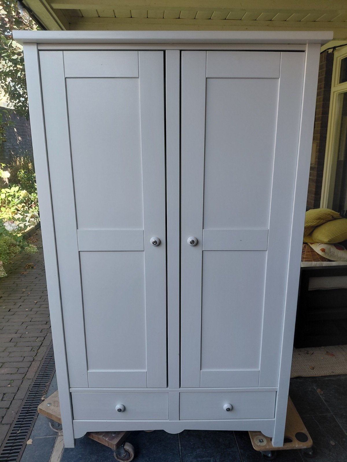 Witte kledingkast met lades en hangruimte, Huis en Inrichting, Gebruikt, 50 tot 100 cm, Modern, 150 tot 200 cm
