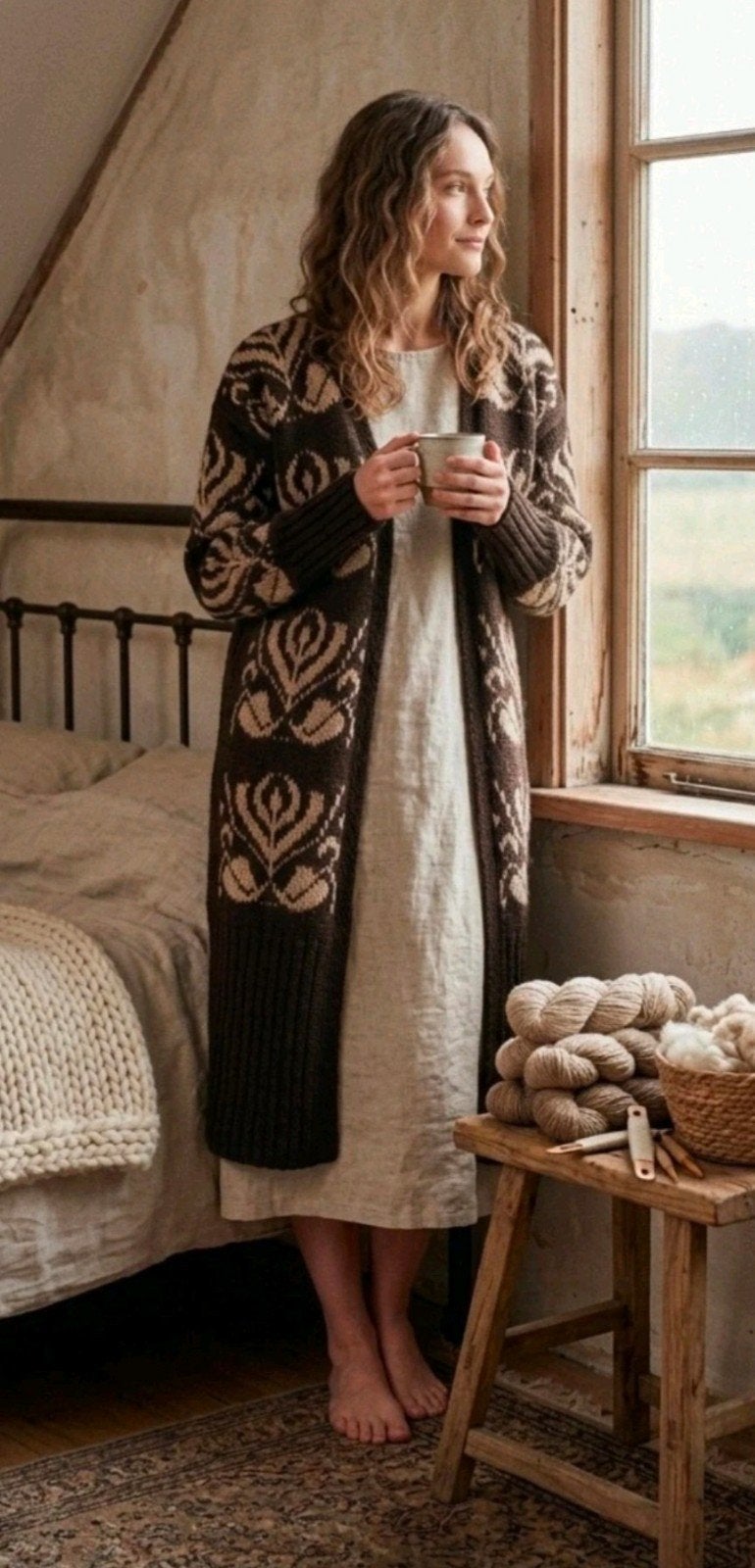 Inti Knitwear tulpen Cardigan van baby alpaca wol, maat S, INTI, Bruin, Nieuw, Ophalen of Verzenden