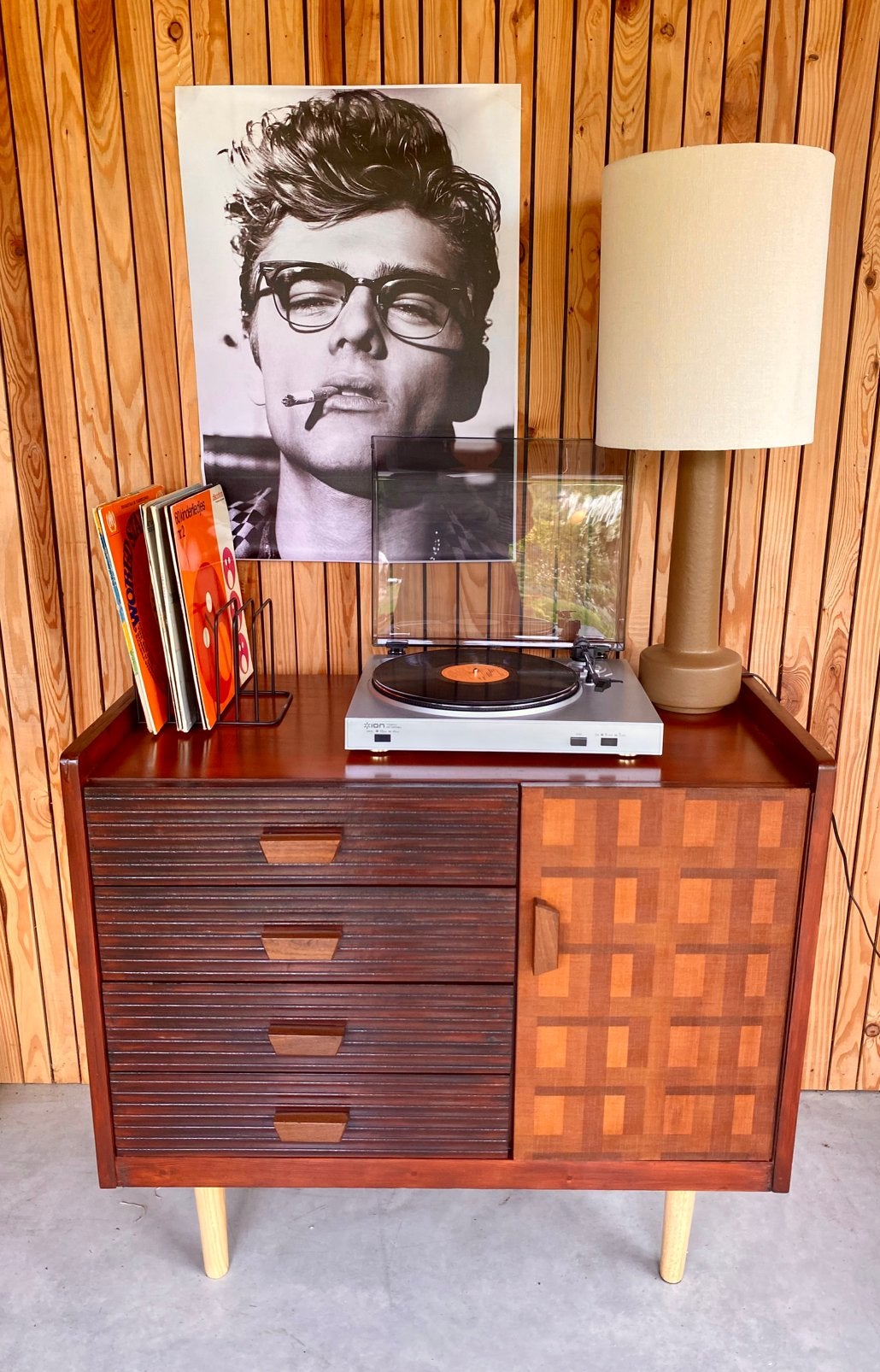 Vintage Audiomeubel platenkast, vinylkast lpkast, Ophalen, -, -, Zo goed als nieuw