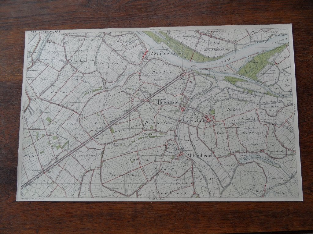 stafkaart  geervliet  heenvliet  abbenbroek  41x26cm, Ophalen of Verzenden
