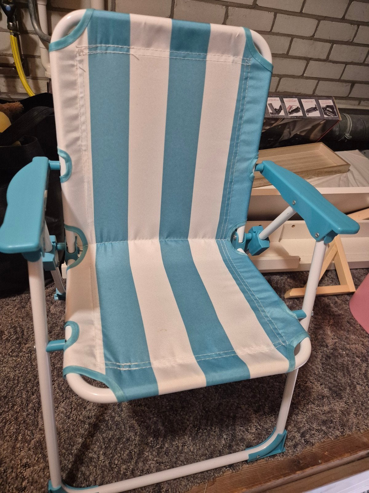 Leuk klein kinder klapstoeltje, blauw-wit gestreept, Ophalen, Gebruikt, Stoel