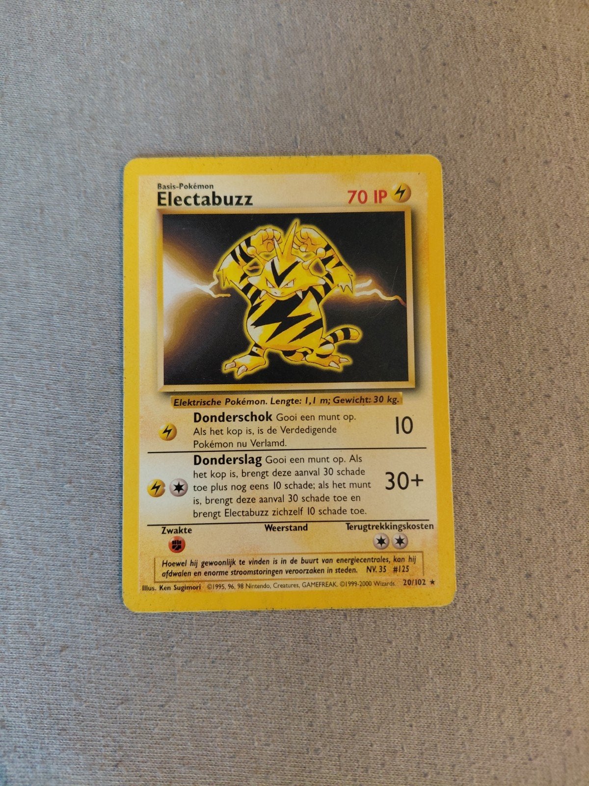 Pokémon Kaart Electabuzz (Basis-Pokémon) - Zo goed als nieuw, Ophalen of Verzenden, Zo goed als nieuw, Losse kaart