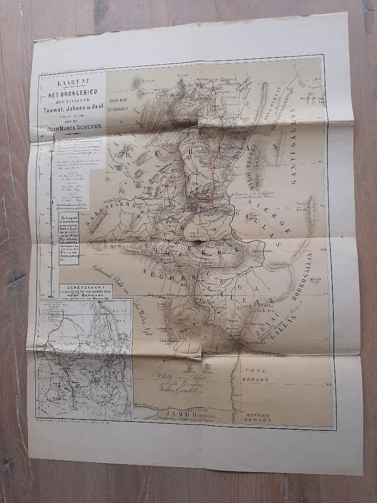 plattegrond 1882 Egypte Ethiopie (Juan Maria Schuver) negers, Boeken, Atlassen en Landkaarten, Gelezen, Overige gebieden, Ophalen of Verzenden