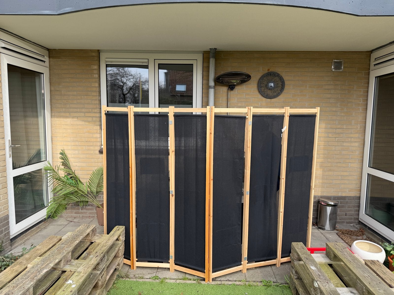 Scheidingswand privacy - Zwart met houten frame, Ophalen, Hout, Modern, Gebruikt
