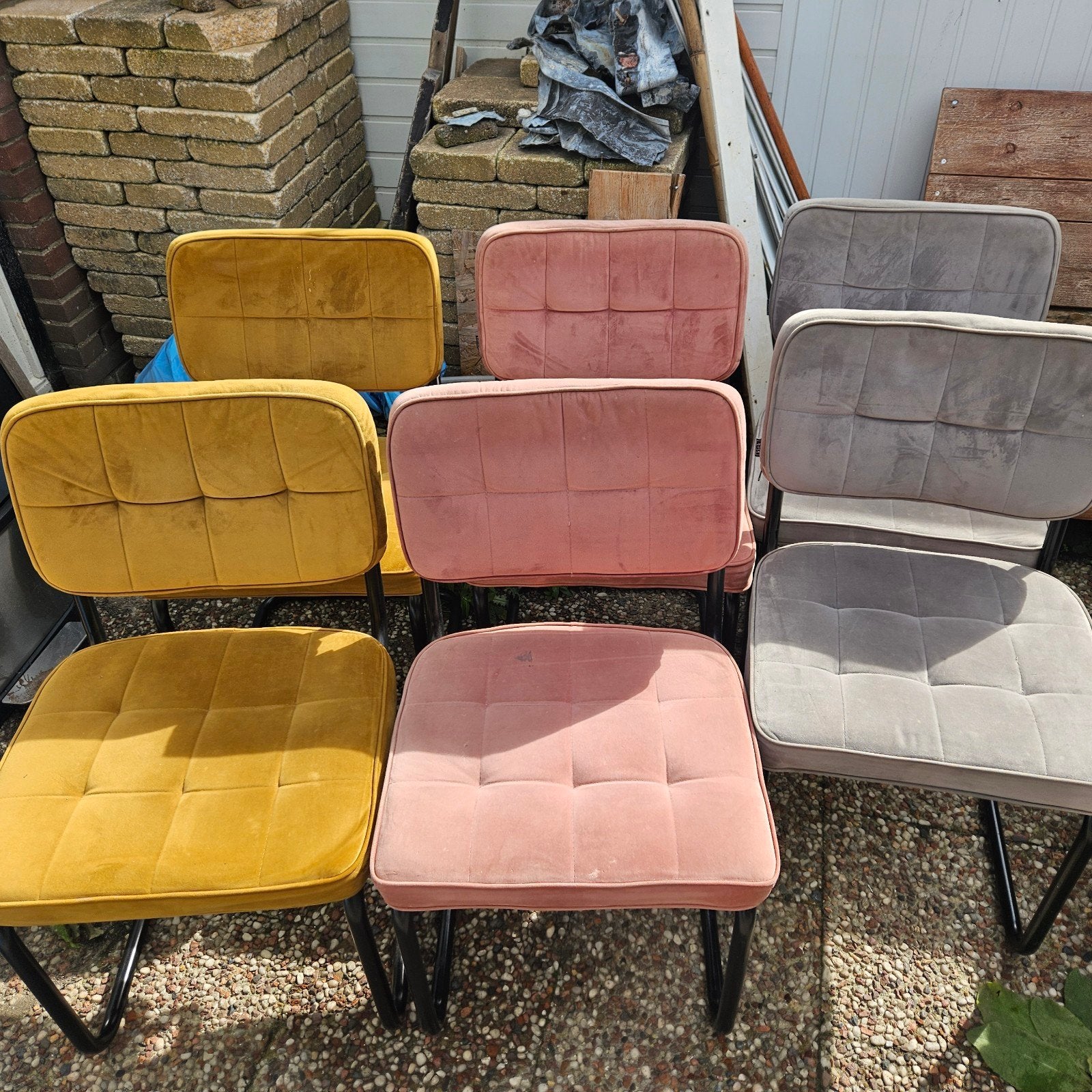 Set van 6 Kick eetkamerstoelen Kick Ivy Velvet, Ophalen, Gebruikt, Overige kleuren, Metaal