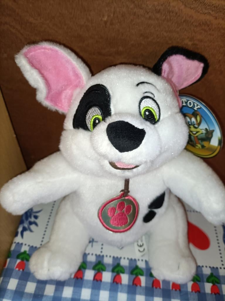 Nicky Toy hond knuffel wit met zwarte vlekken, Ophalen of Verzenden, Zo goed als nieuw