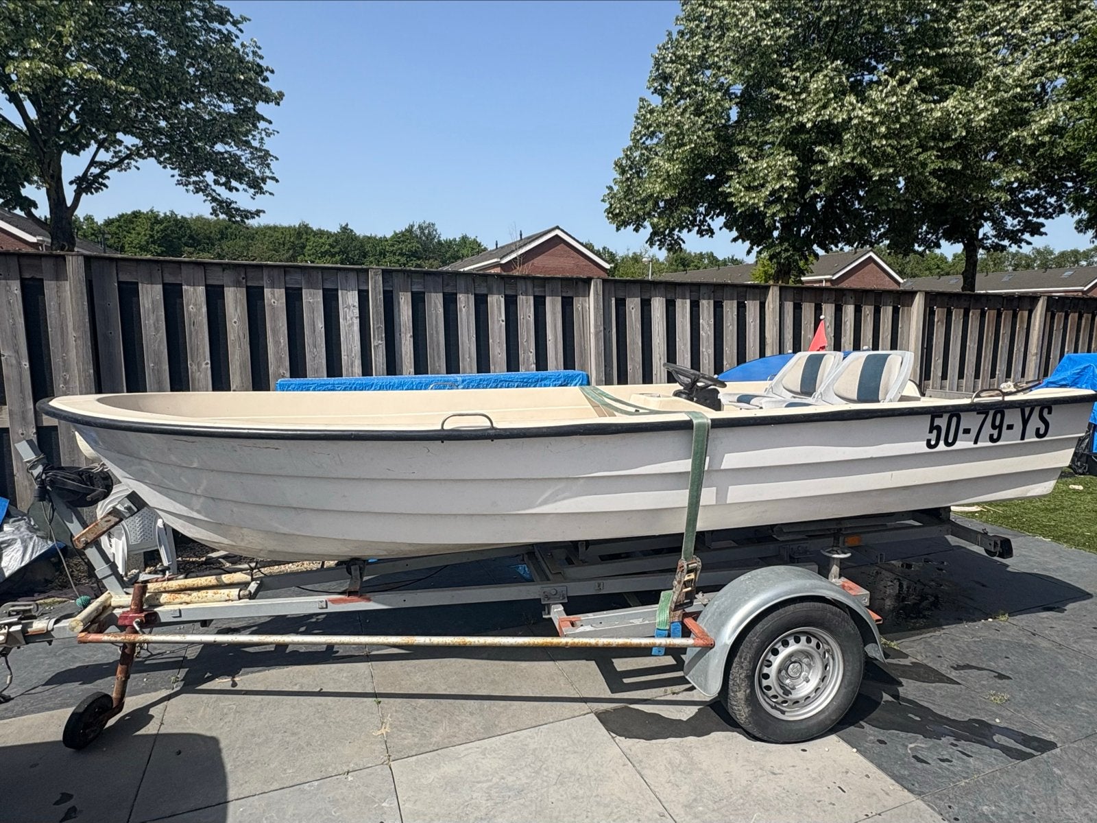 Nette open motorboot met trailer (zonder motor), Ophalen, Gebruikt, Geen motor, Trailer