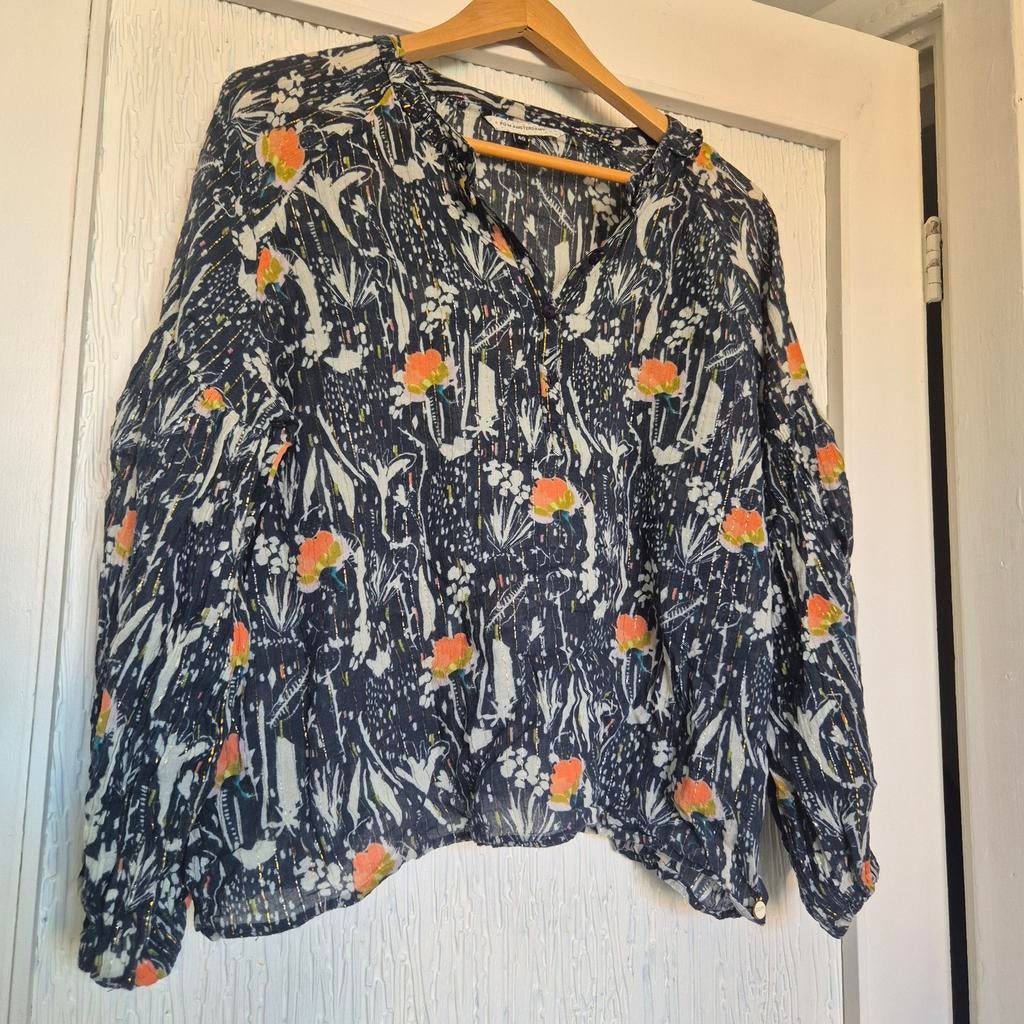 Prachtige POM Amsterdam Blouse Maat 40 - Kleurrijke Print, Kleding | Dames, Blouses en Tunieken, Zo goed als nieuw, Maat 38/40 (M)