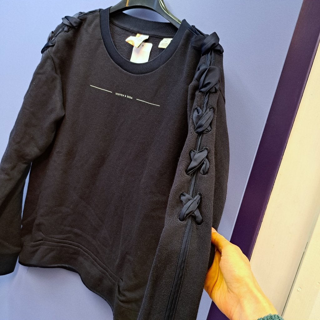 Scotch & Soda donker blauwe trui, gestrikte mouwen 164 46868, Meisje, ., Trui of Vest, Scotch & Soda