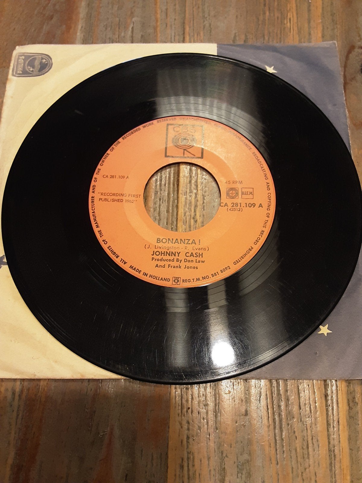 JOHNNY CASH BONANZA SINGLE, Ophalen of Verzenden, Gebruikt, 7 inch, Country en Western