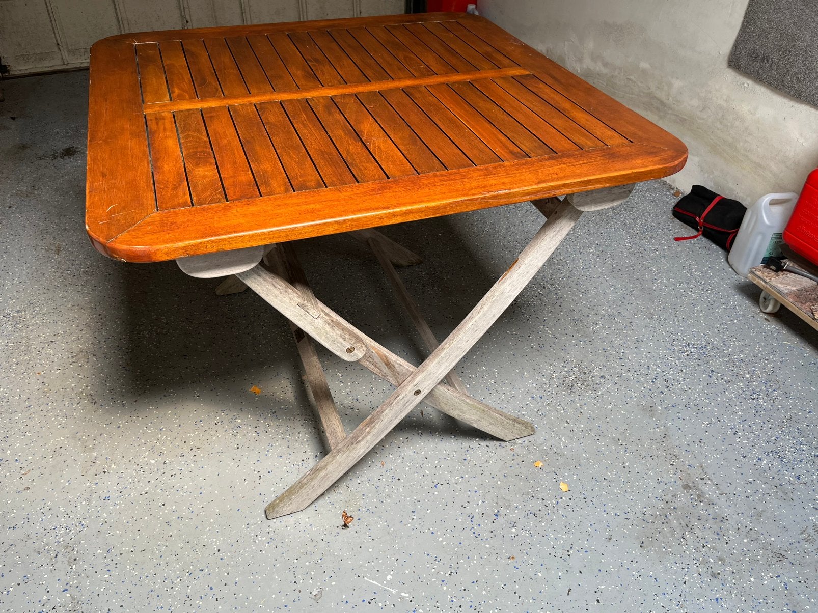 Teakhouten tafel inklapbaar, Tuin en Terras, Ophalen, Zo goed als nieuw, Rechthoekig, Teakhout
