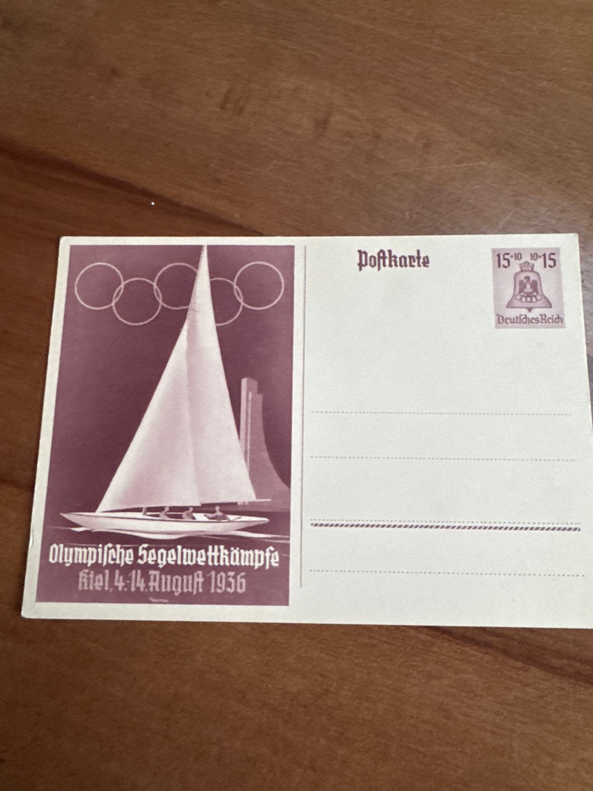 Olympische Zeilwedstrijden Kiel 1936 - Ongelopen Postkaart, Verzamelen, Ophalen of Verzenden, Duitsland