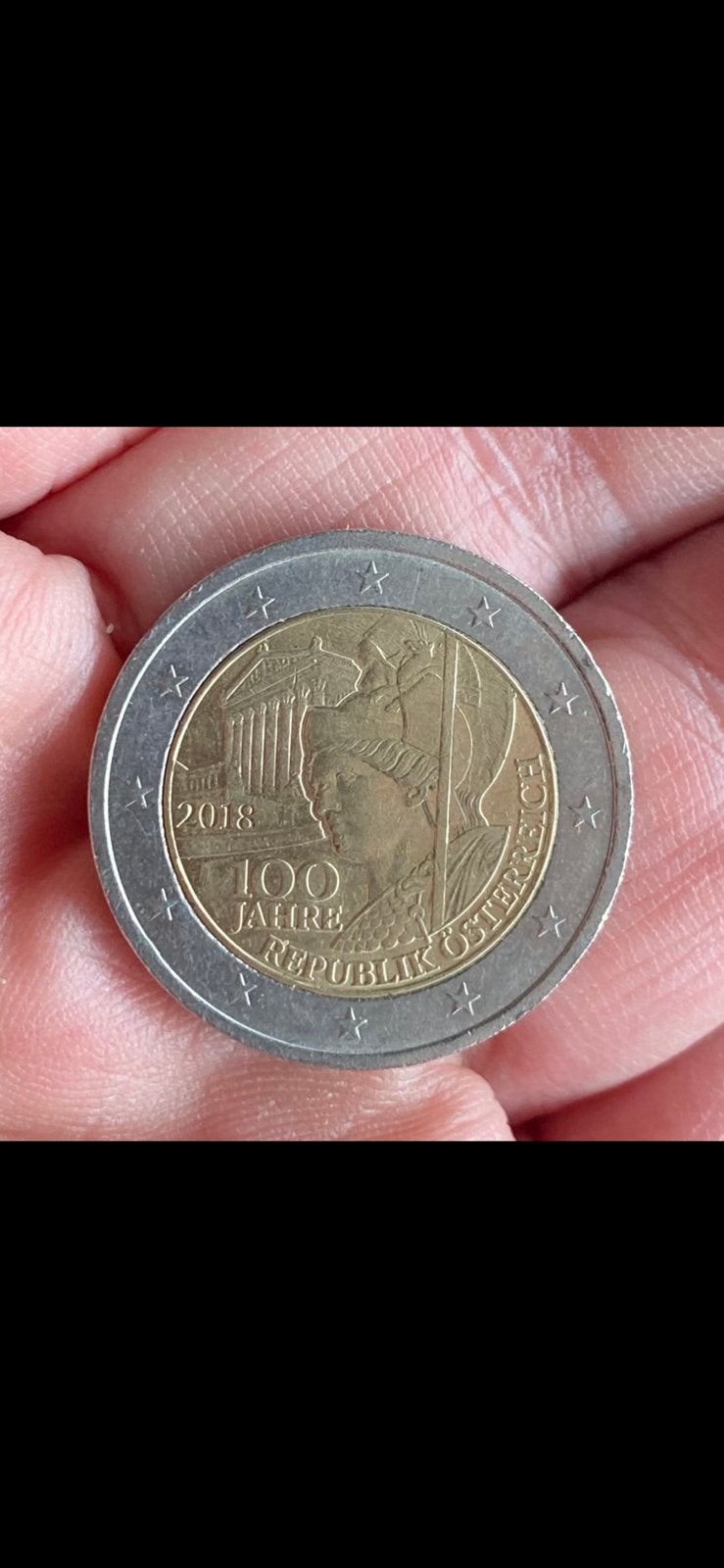munt:  2,- €  OOSTENRIJK  ‘100-JARIG BESTAAN  REPUBLIEK’, Postzegels en Munten, Munten | Europa | Euromunten, Ophalen of Verzenden