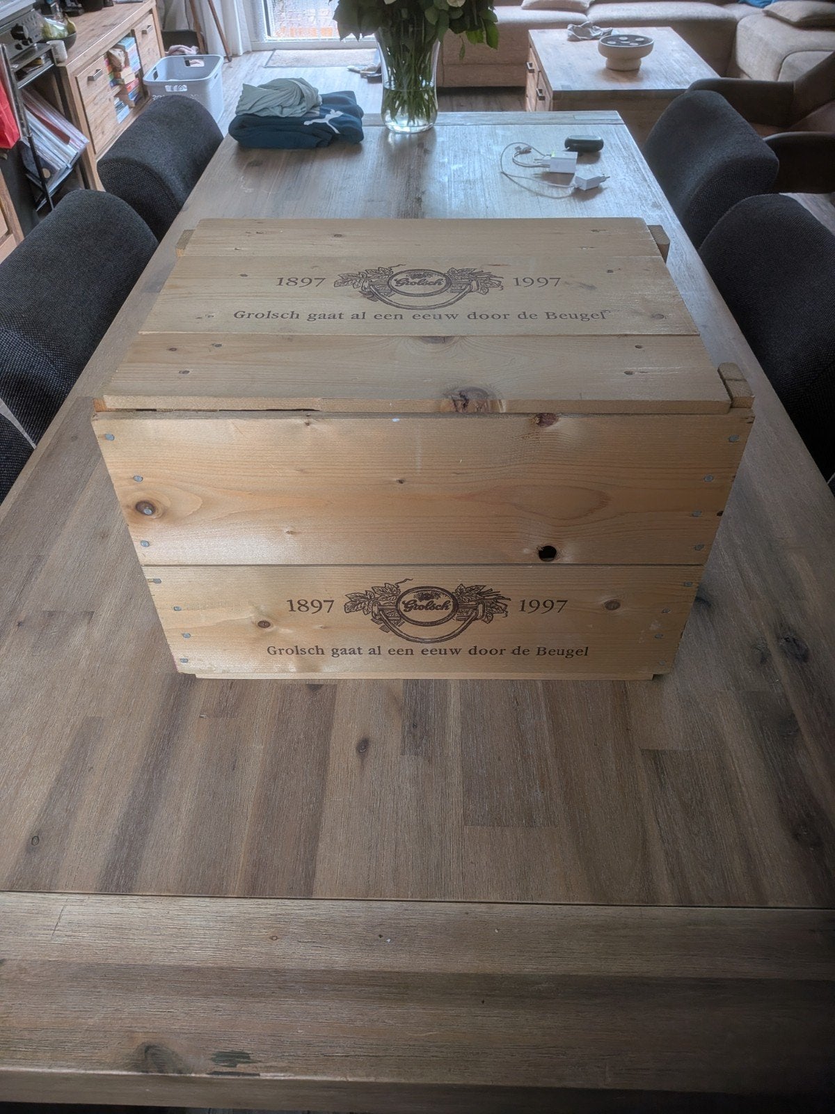 originele Grolsch bierkrat - Houten kist, Ophalen of Verzenden