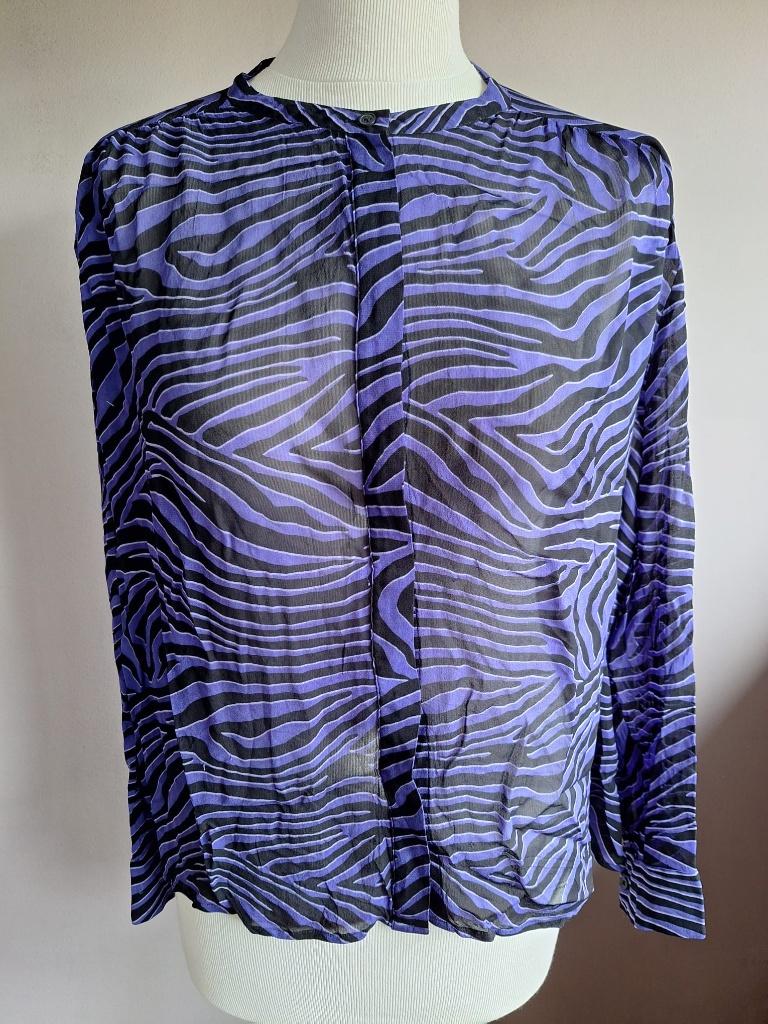 Nieuwe dunne zwart/paarse stretch blouse van Samsoe, XL, Kleding | Dames, Tops, Overige kleuren, Maat 46/48 (XL) of groter, Nieuw
