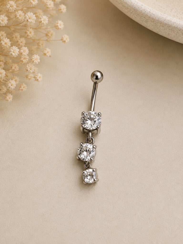 Navelpiercing met steentjes, Navelpiercing, Staal, Nieuw, Ophalen of Verzenden