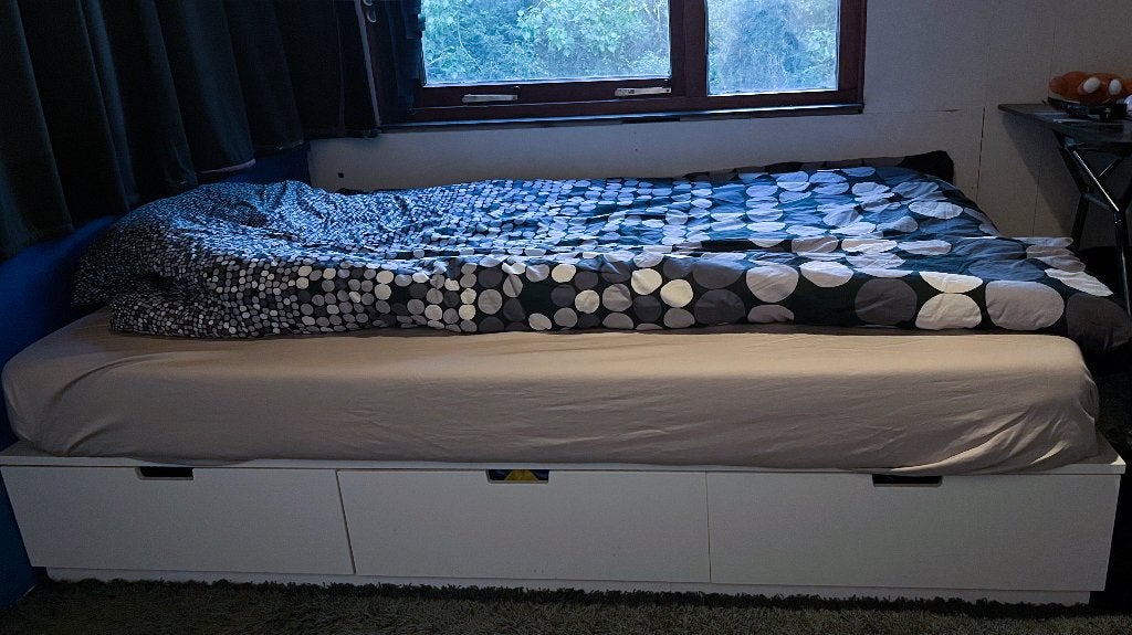 Wit Tweepersoonsbed Ikea met 6 laden, in zeer goede staat, Huis en Inrichting, Slaapkamer | Bedden, Ophalen, Wit, Tweepersoons