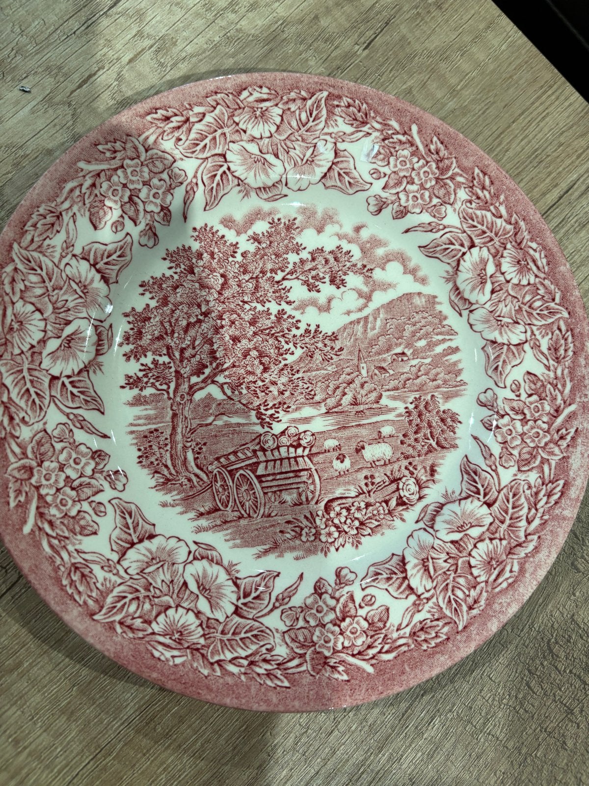 Vintage EIT England decoratief bord rood-wit, Ophalen of Verzenden