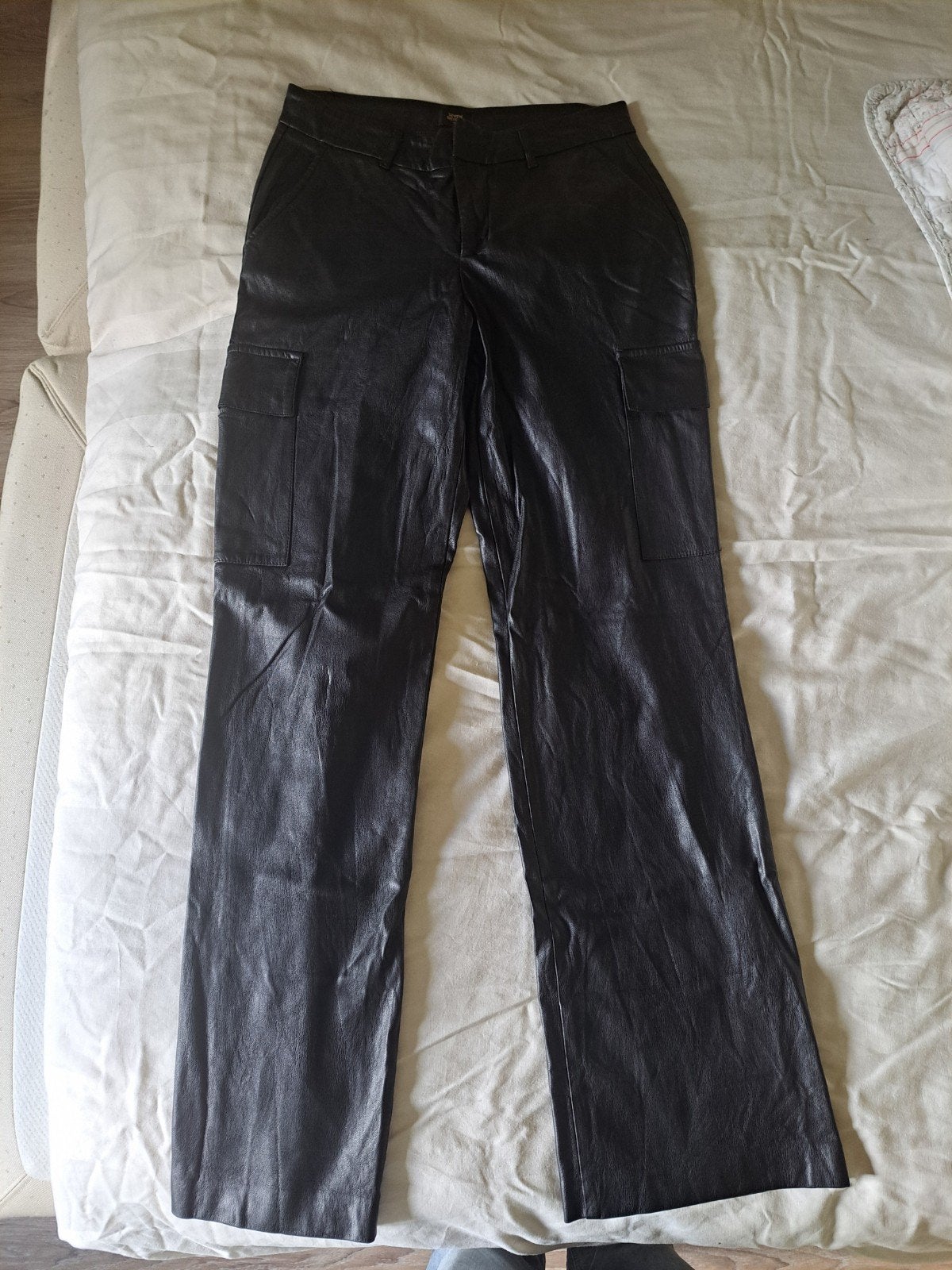 Cargo broek kunstleer maat s, Ophalen of Verzenden, Zo goed als nieuw, Zwart, Lang