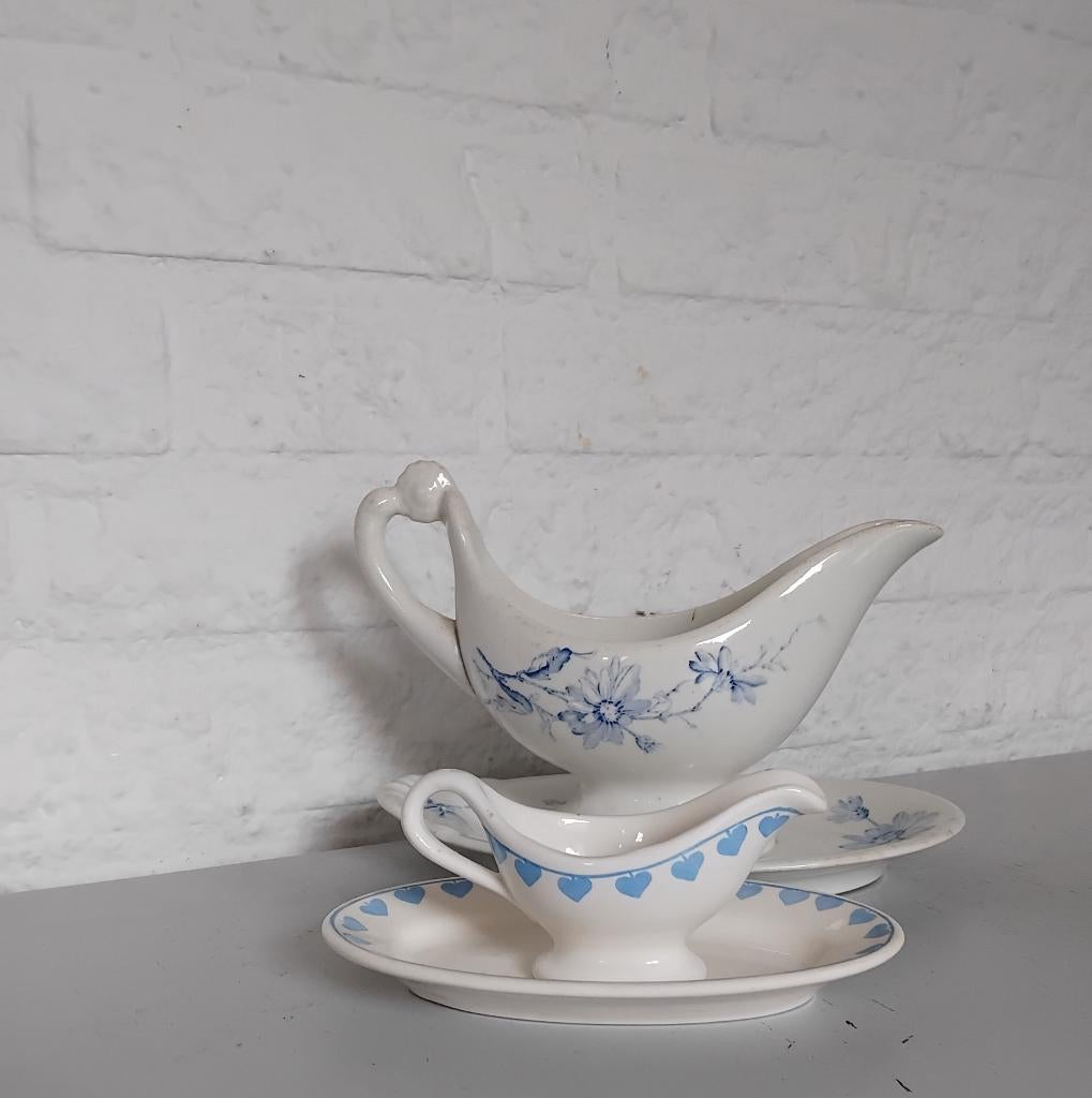 Sauskannetje kinderserviesje, babyblauw, Antiek en Kunst, Antiek | Speelgoed, Ophalen of Verzenden