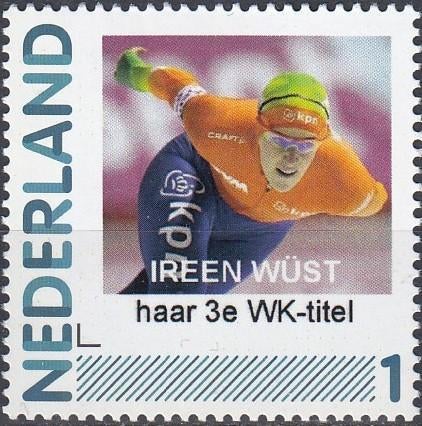 Nederland- Persoonlijke- Schaatsen- Ireen Wüst- 3e WK Titel, Ophalen of Verzenden, Na 1940, Postfris