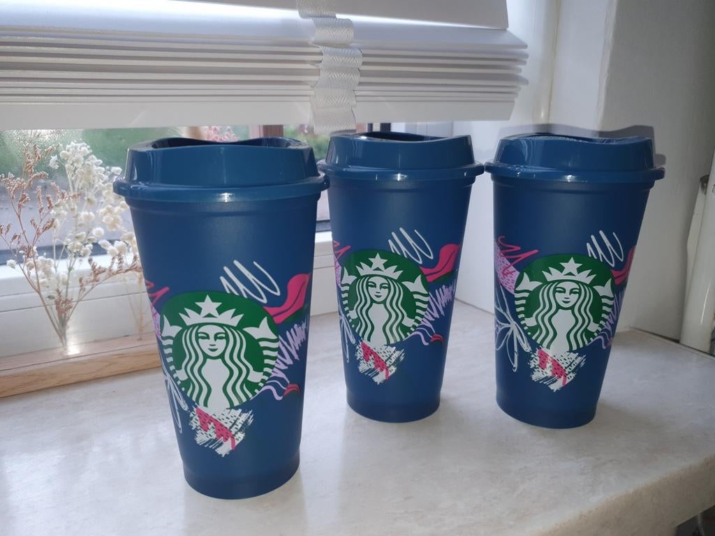 Starbucks Bekers -  3 stuks - Kleur Veranderend- To Go beker, Ophalen of Verzenden, Nieuw