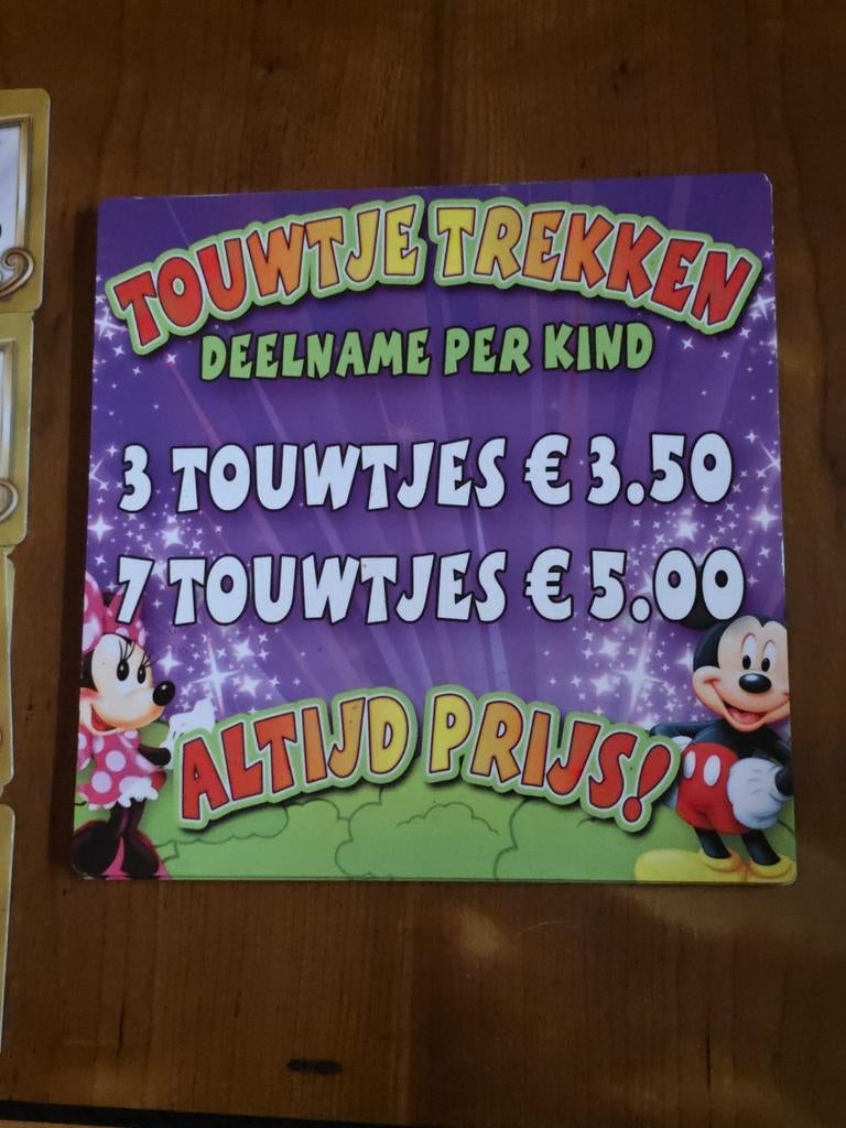 Kermis Prijzen Borden en Oliebollen Lijstrekker, Ophalen of Verzenden, Gebruikt, Reclamebord