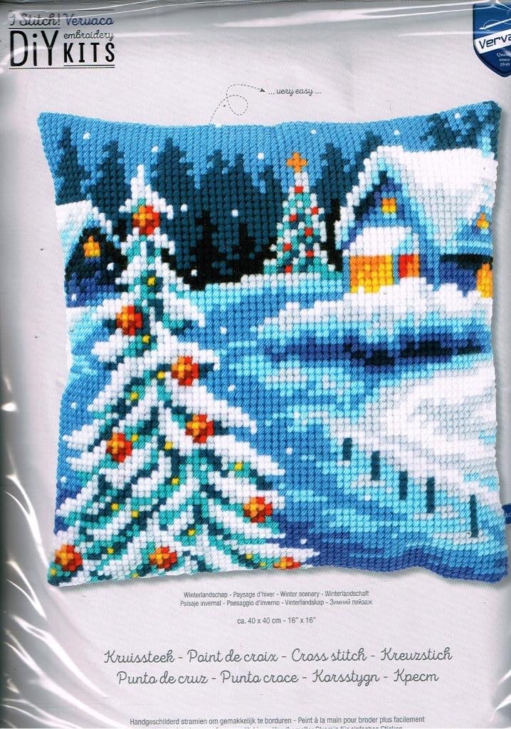 Cado vervaco borduurpakket kussen, winterlandschap, kerst, Ophalen of Verzenden, Nieuw, Handborduren, Borduurpakket