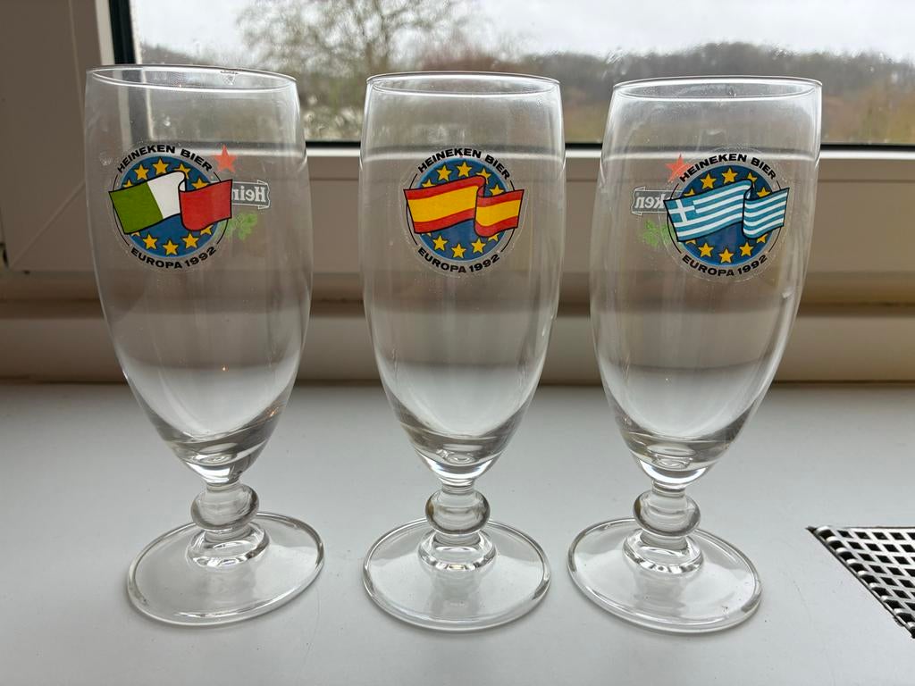 Heineken Bierglazen Europa 1992, Ophalen, Nieuw, Glas of Glazen, Heineken