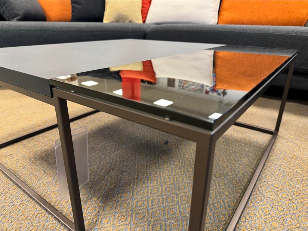Nieuw Rolf Benz 985 253 Salontafel Eiken zwart glas Tafel, Ophalen of Verzenden, Nieuw, Rechthoekig, Glas