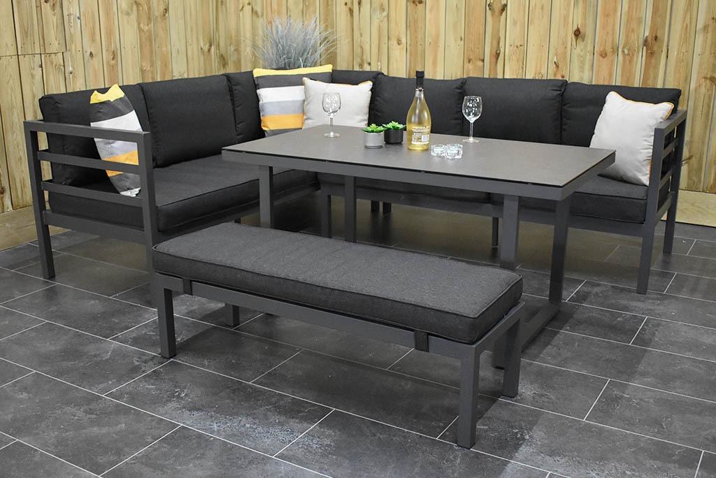 Nevada Loungeset Hoekbank met Ligbed Functie Hoge Tafel, Bank, Ophalen of Verzenden, Loungeset, 7 zitplaatsen