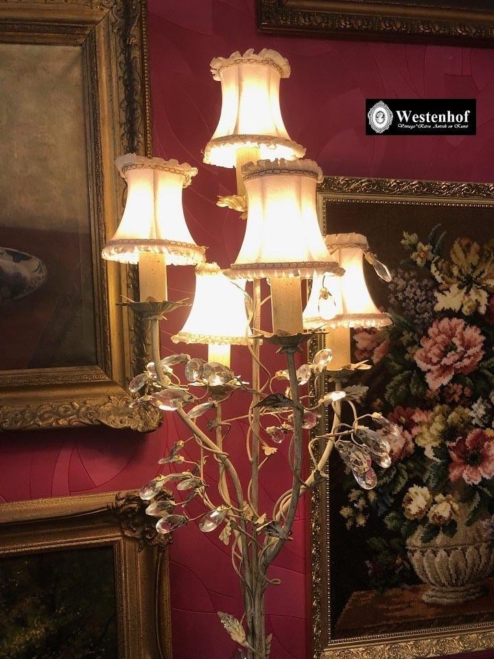 Staande lamp kristallen kroonluchter - klassiek lampenkapjes, Huis en Inrichting, Lampen | Vloerlampen, Vintage / klassiek, Ophalen of Verzenden