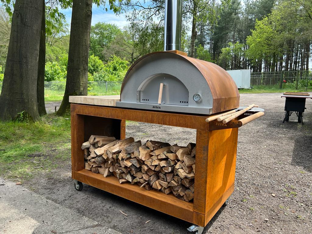 BEEK CORTENSTAAL 90  pizzaoven Houtgestookt 3 tot 4 tegelijk, Ophalen of Verzenden, Nieuw, BEEK