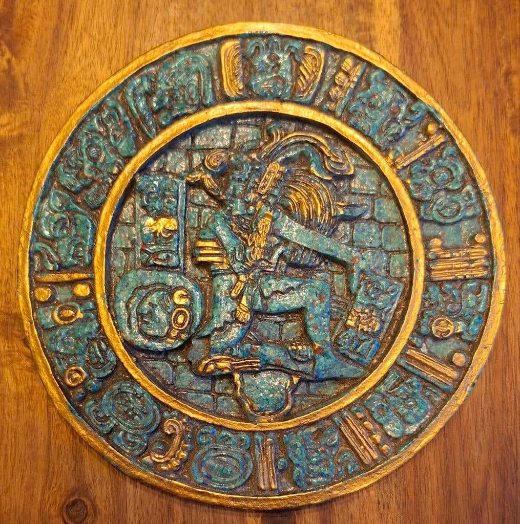 Azteekse kalender gemaakt van malachiet, Ophalen of Verzenden