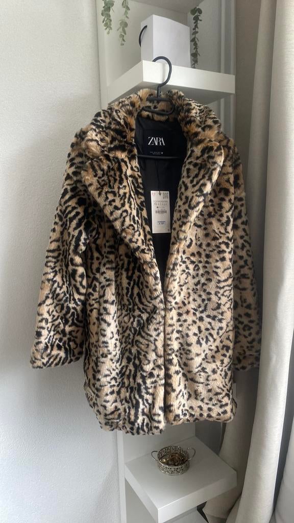 Leopard warme jas, Kleding | Dames, Jassen | Winter, Ophalen of Verzenden, Zo goed als nieuw, Maat 38/40 (M), Bruin