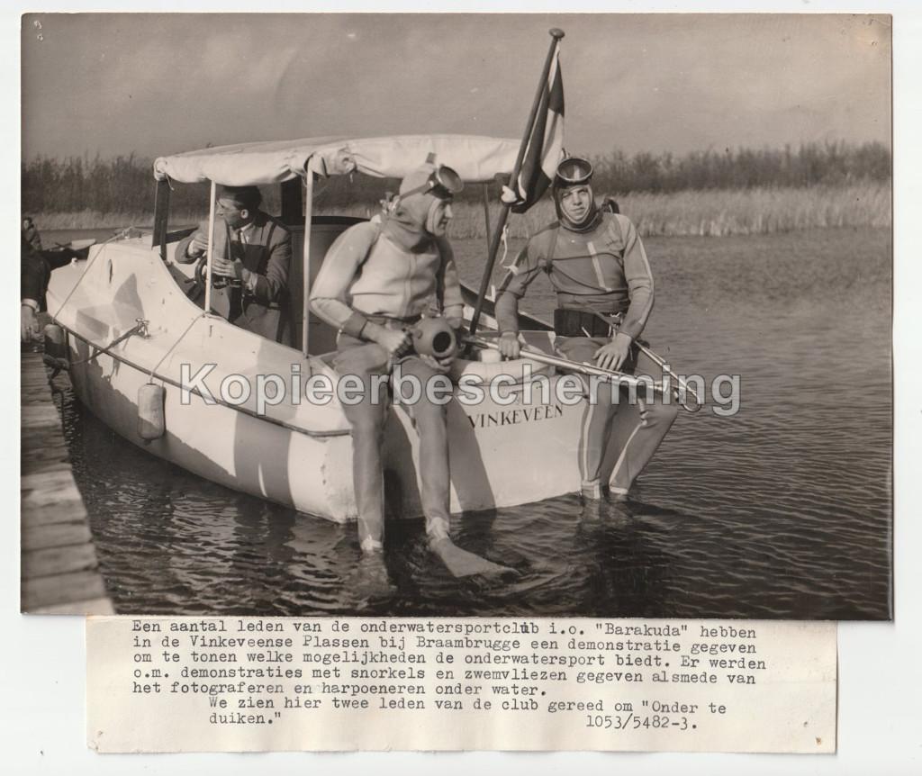 Duikers onderwatersportclub Barakuda Vinkeveense Plassen '53, Gebruikt, Verzenden, Foto, 1940 tot 1960