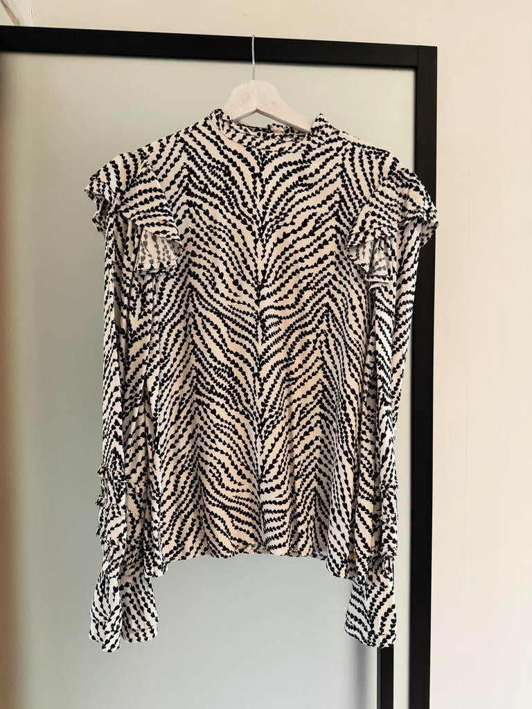 Fabienne Chapot Blouse - Zwart Wit Hartjes - Maat 36, Ophalen of Verzenden, Zo goed als nieuw, Maat 36 (S), Zwart