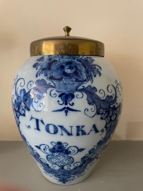 Antiek Delfts blauwe tabakspot Porceleijne Schotel 1764-1773, Antiek en Kunst, Ophalen