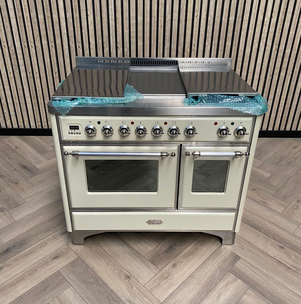 Luxe Boretti Majestic Gas 100cm Crème + Frytop, Witgoed en Apparatuur, Fornuizen, 60 cm of meer, Ophalen of Verzenden, Zo goed als nieuw