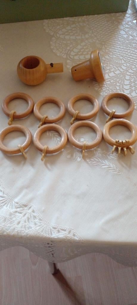 8 ringen voor een gordijn, Huis en Inrichting, Stoffering | Gordijnen en Lamellen, Ophalen, Bruin, 200 cm of meer, 50 tot 100 cm