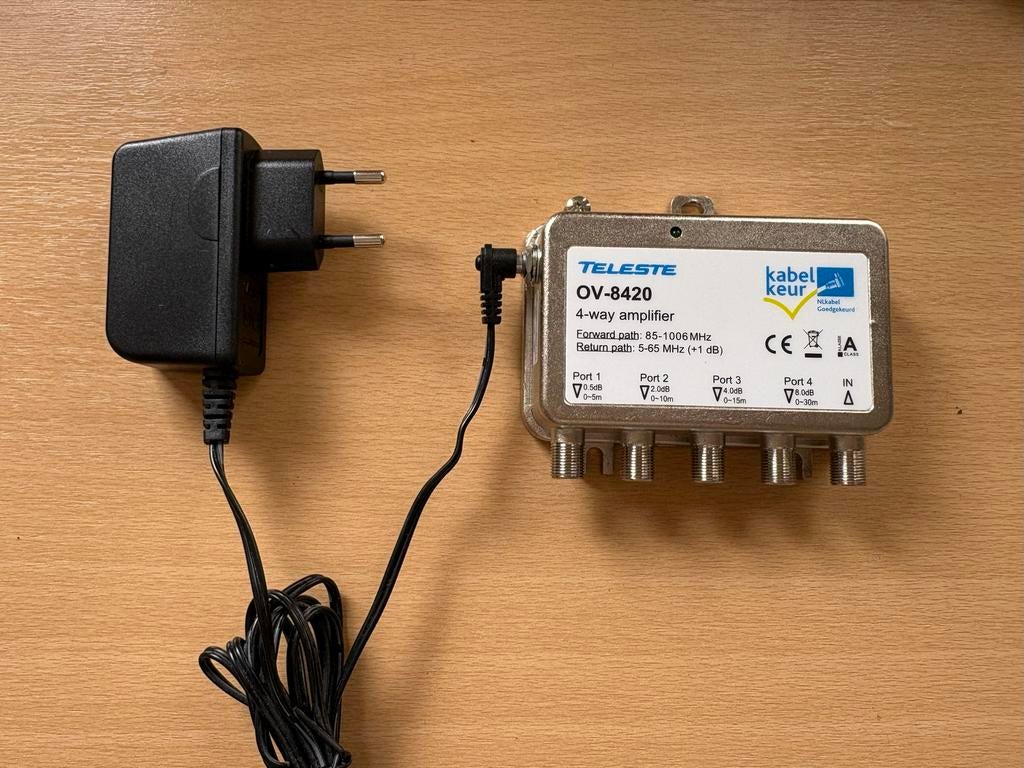 Teleste OV-8420 4-kanaals coax versterker, Ophalen of Verzenden, Gebruikt, Minder dan 2 meter, Coaxiale kabel