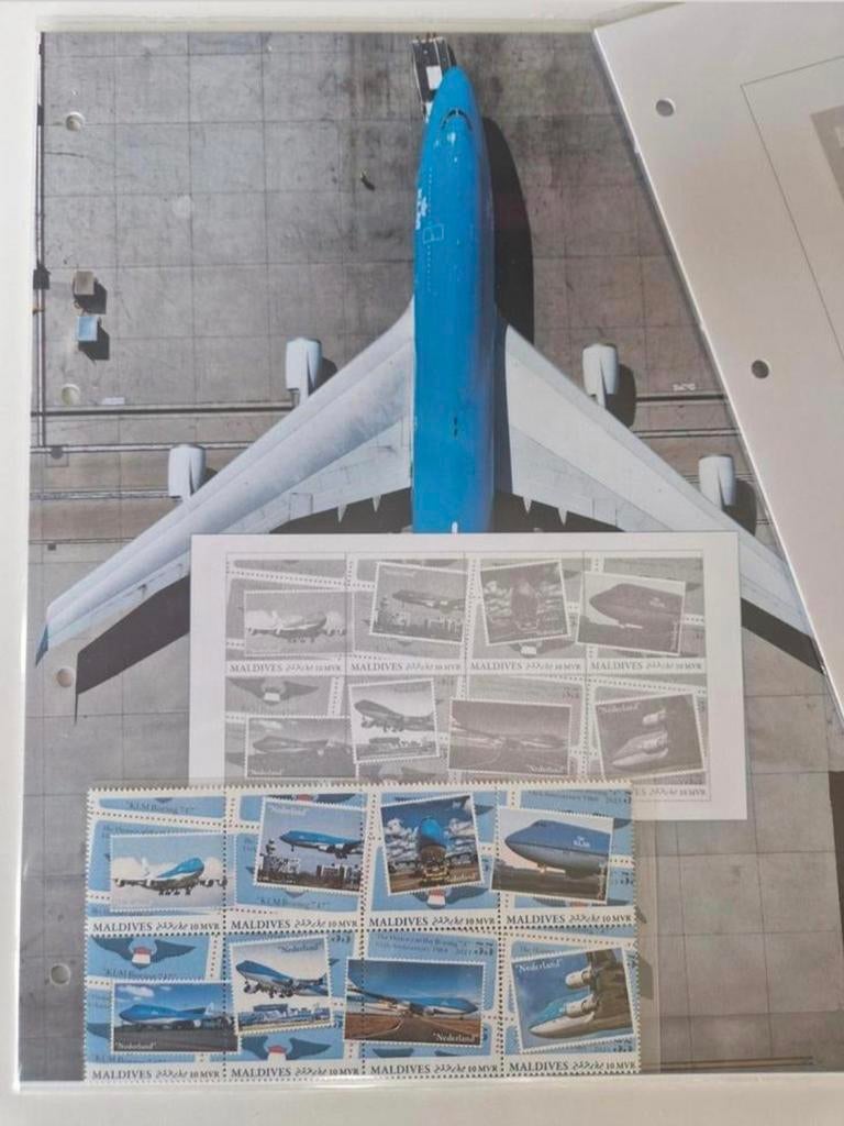 KLM Boeing 747 Postzegelset nr2 Nieuw!!! Ongeopend!!, Verzamelen, Luchtvaart en Vliegtuigspotten, Ophalen of Verzenden, Nieuw